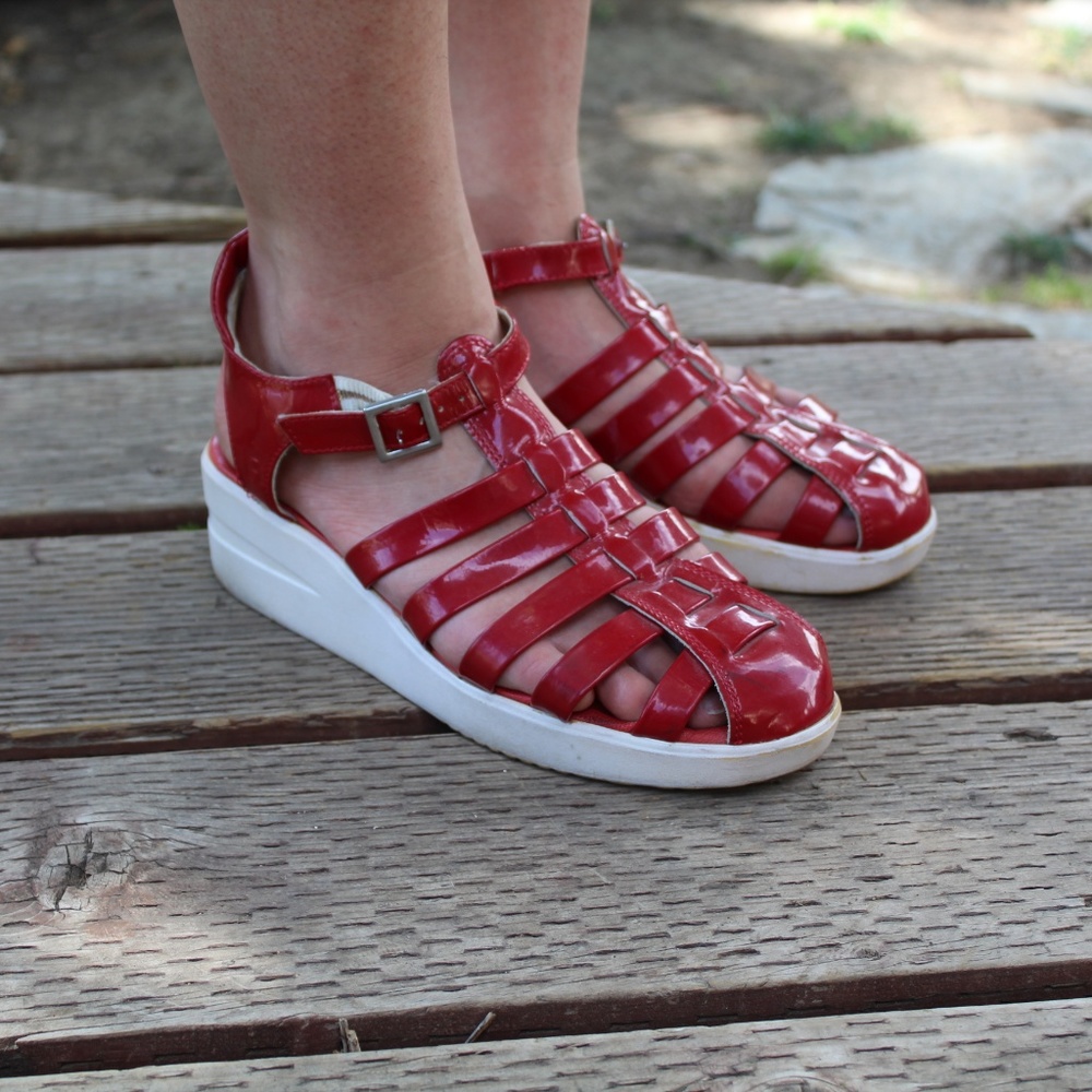 Ruco Line 👠host pick👠 red woven platform sandals